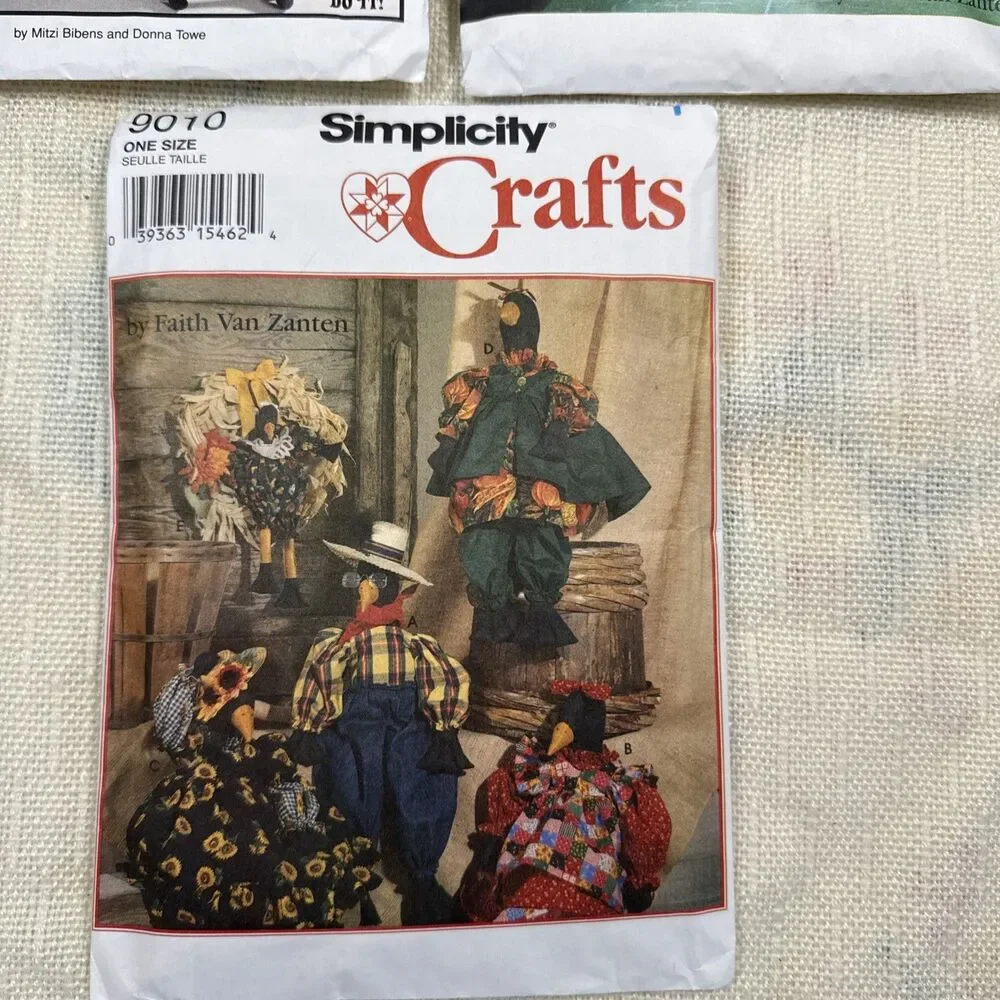 Simplicity Crafts Vintage Fall & Halloween Sewing Patterns Witch Crow Doll
